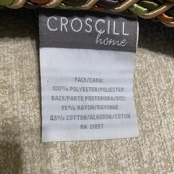 Croscill "Carrington" Cinnamon Green Stripe Square Throw Pillow Braided - Picture 8 of 8